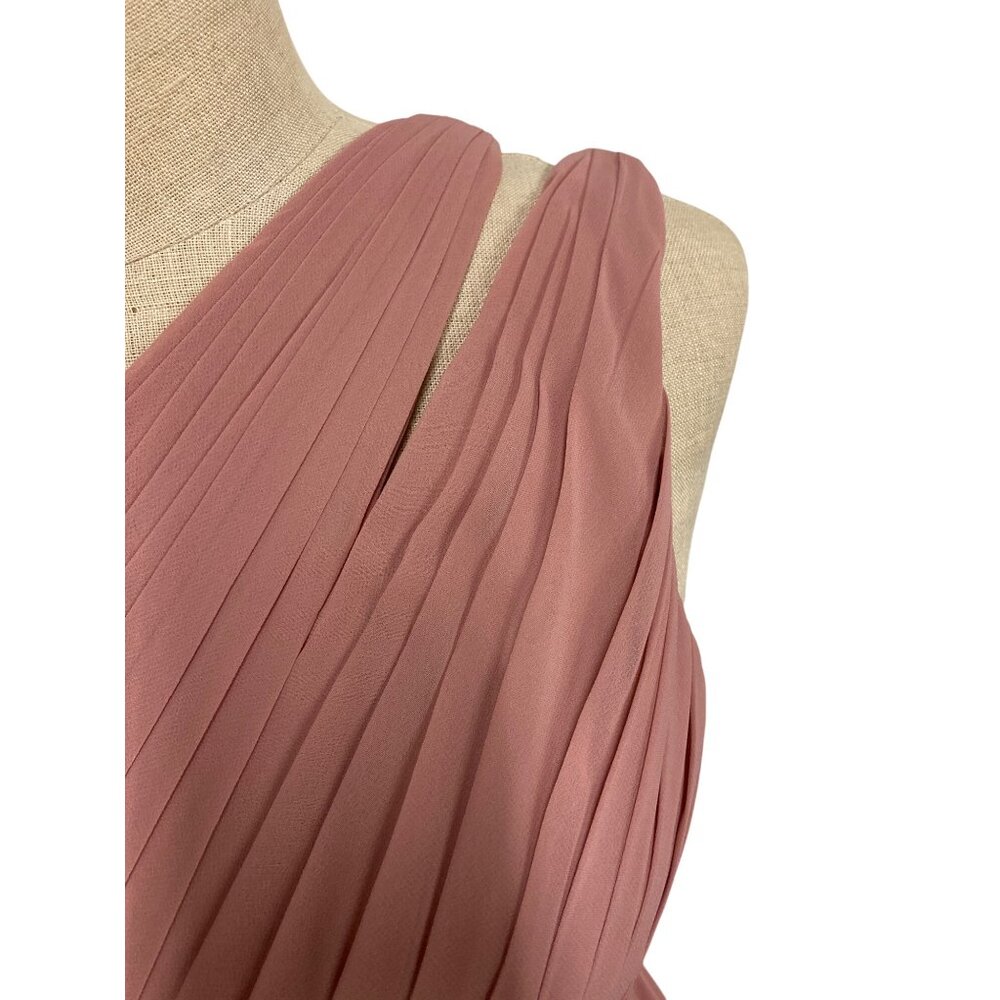 Azazie Womens A2 One-Shoulder Pleated Gown Blush Pink - Picture 4 of 16
